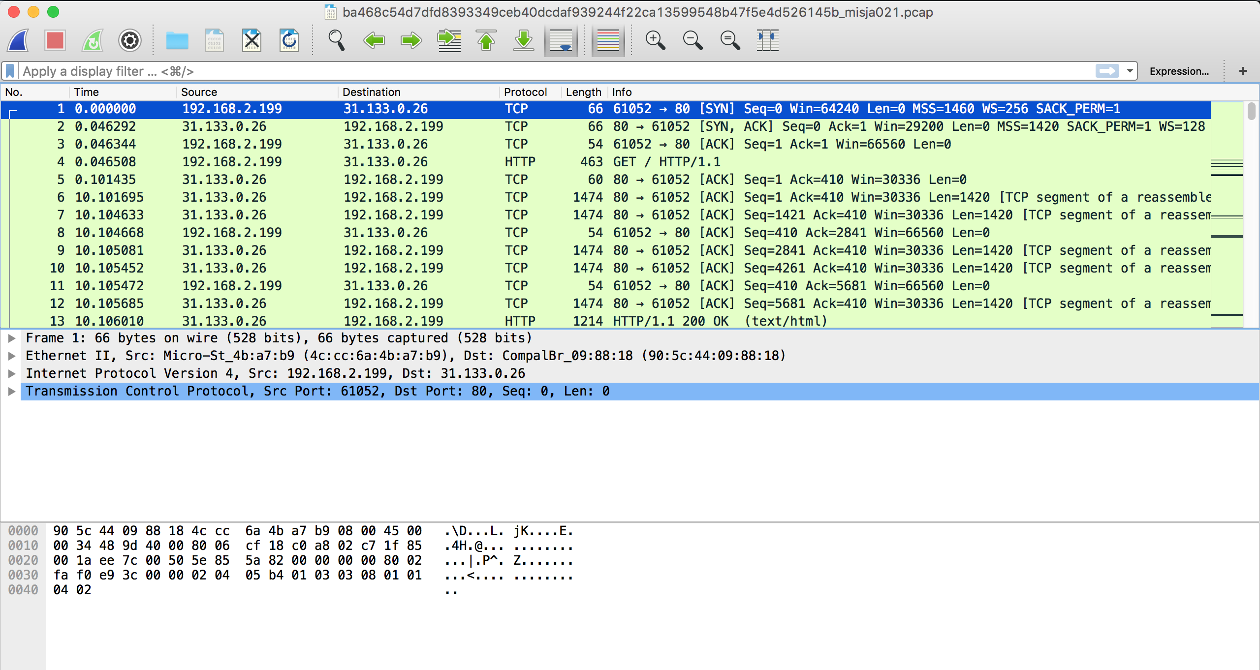 solution to wireshark http