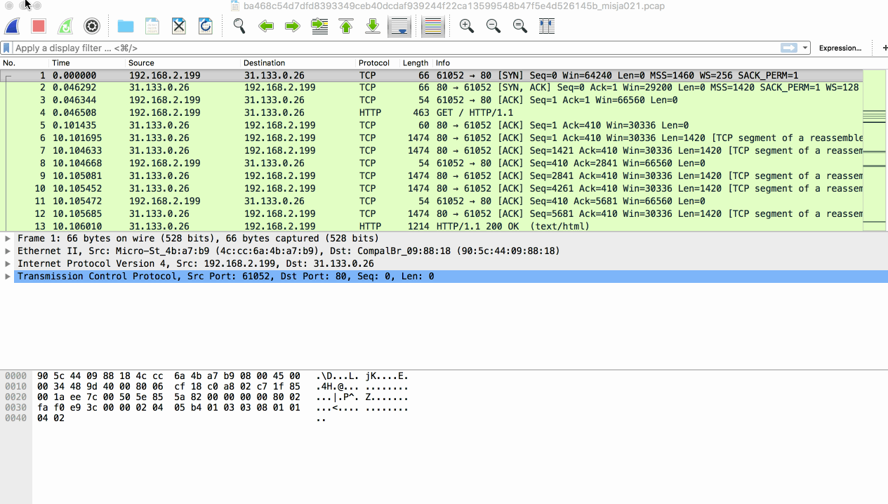 wireshark pcap add magic number