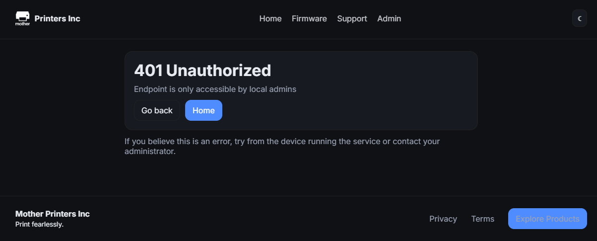 Local admin only page